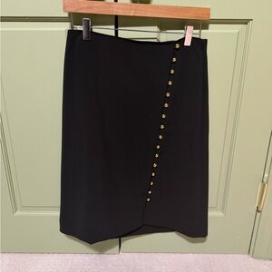 Talbots Navy Pencil Skirt with Gold Buttons